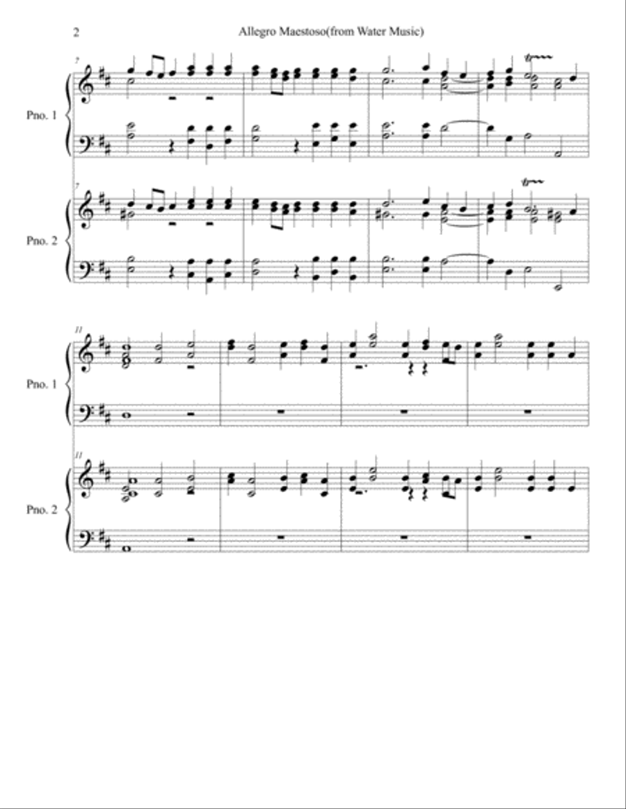 Allegro Maestoso(From Water Music) Piano scores gallery preview page 2