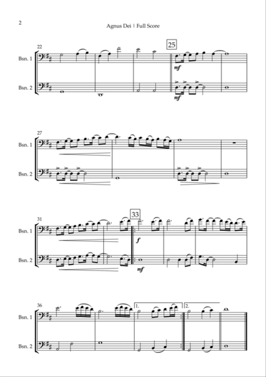 Agnus Dei Woodwind Duet scores gallery preview page 2