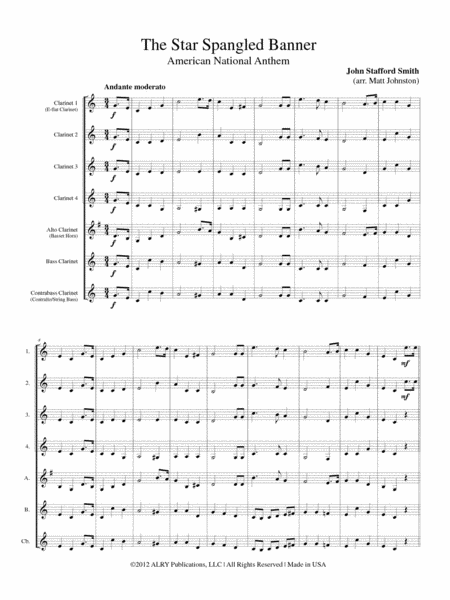 The Star Spangled Banner for Clarinet Choir image number null