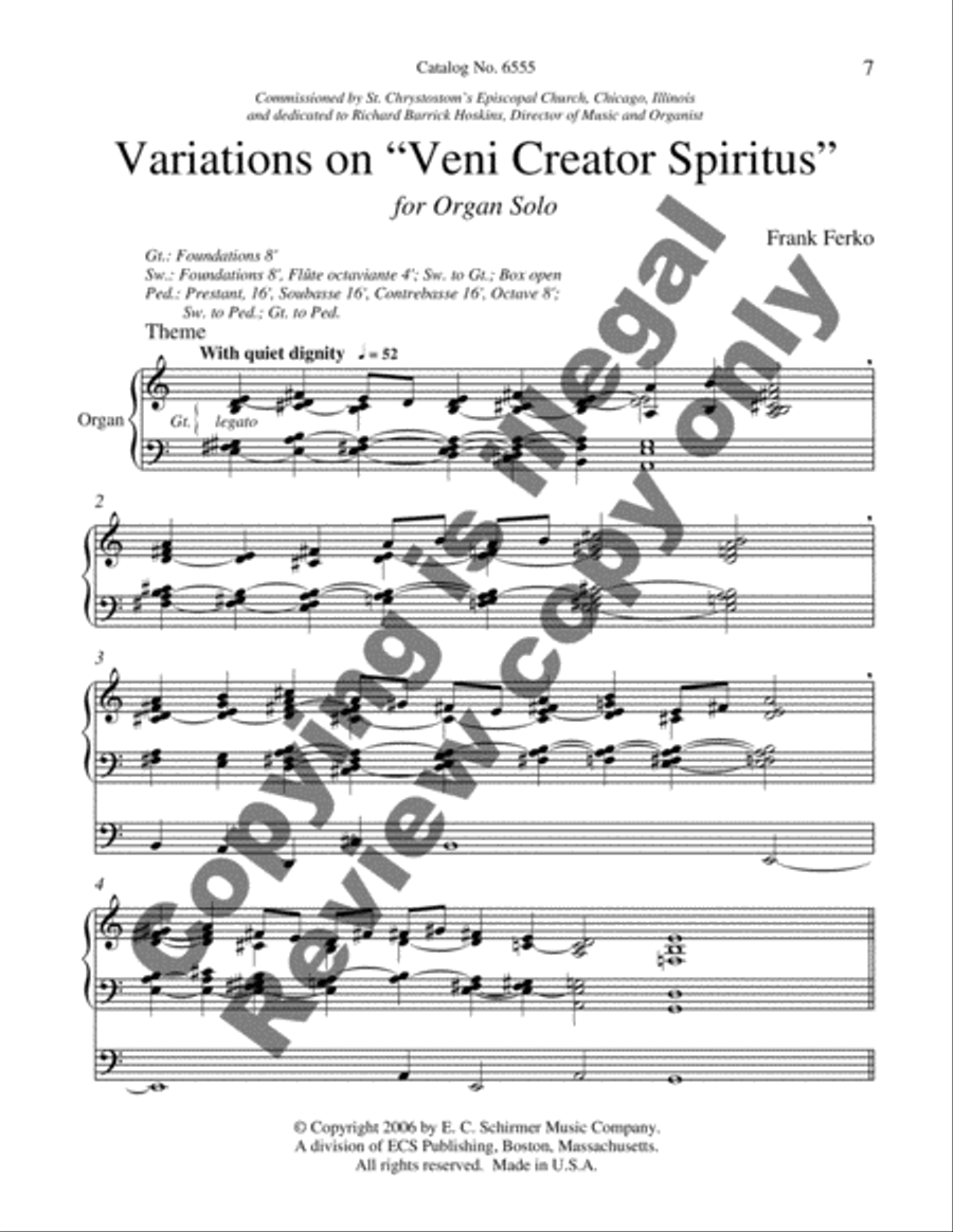 Variations on Veni Creator Spiritus Organ scores gallery preview page 3