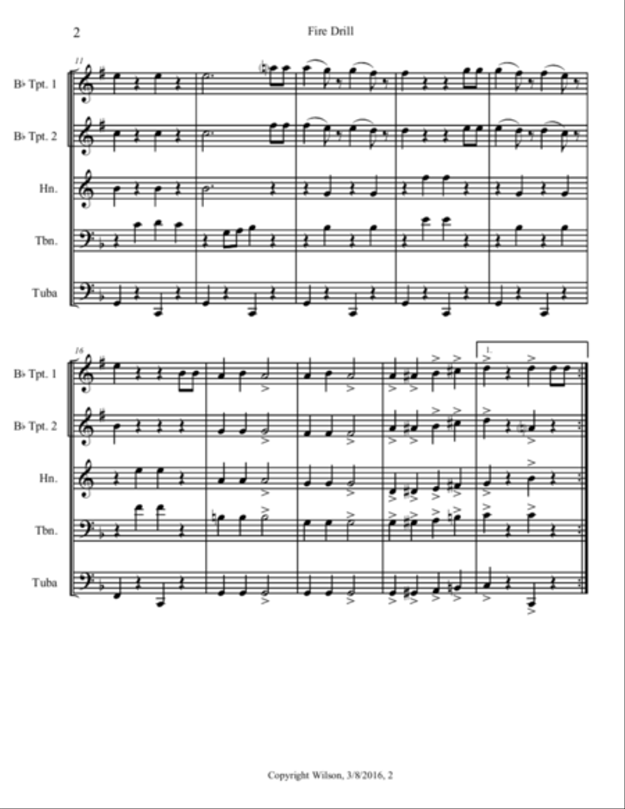 Fire Drill Brass Quintet scores gallery preview page 3