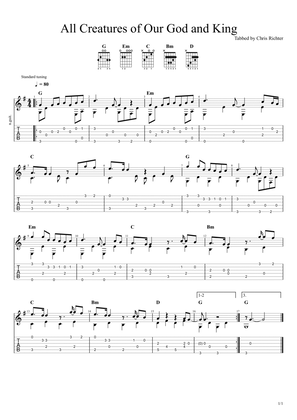 All Creatures of Our God and King (Solo Fingerstyle Guitar Tab)