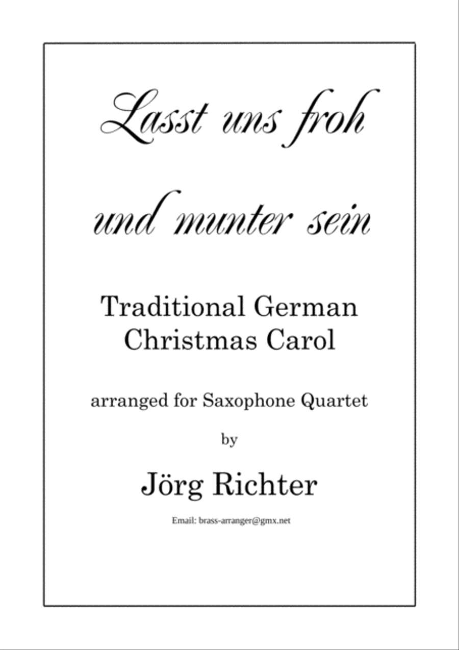 Let us be happy and cheerful (Lasst uns froh und munter sein) for Saxophone Quartet Saxophone Quartet scores gallery preview page 1