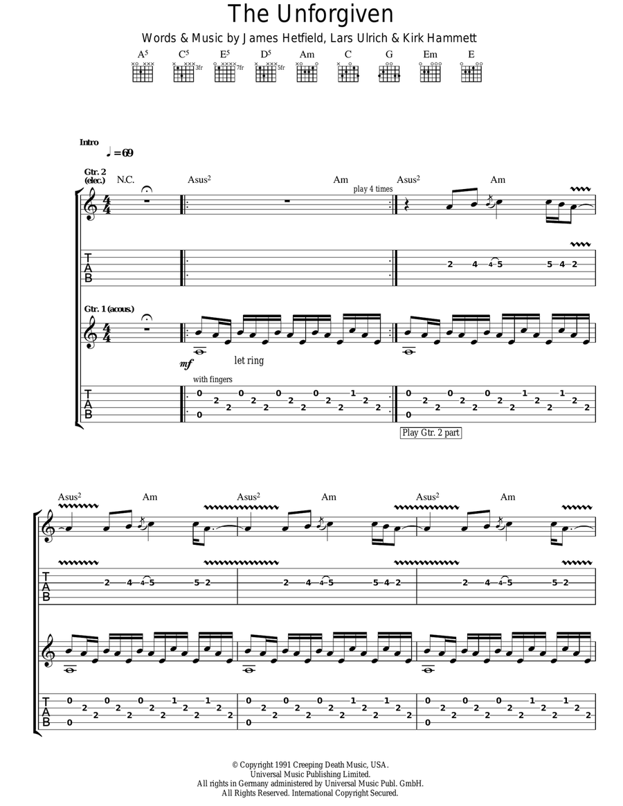 The Unforgiven Acoustic Guitar scores gallery preview page 1