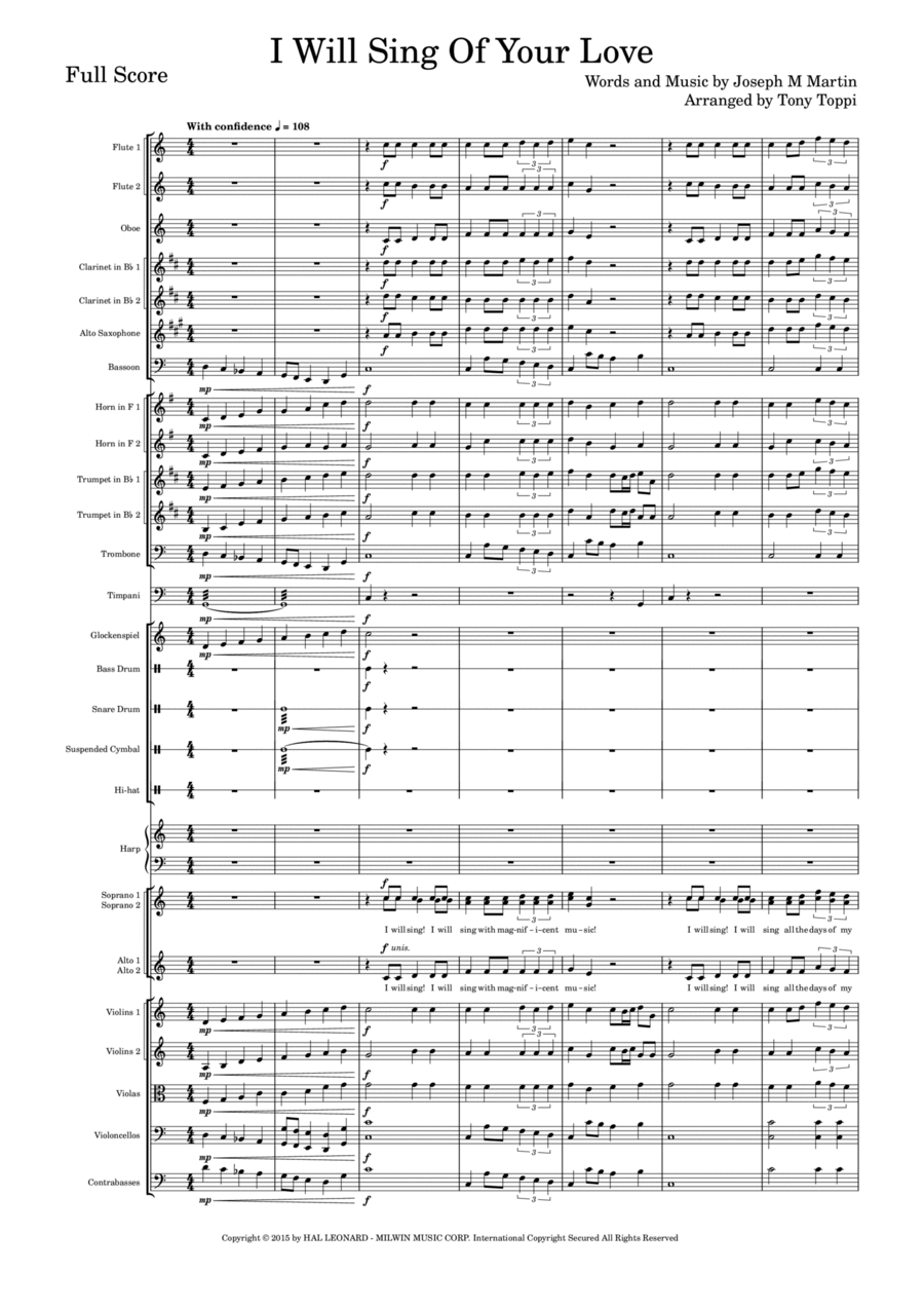 I Will Sing Of Your Love I Will Sing Of Your Love Full Orchestra scores gallery preview page 1