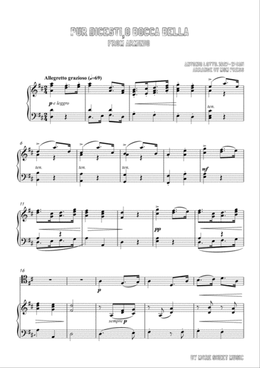 Lotti-Pur dicesti,o bocca bella, for Cello and Piano Piano scores gallery preview page 3