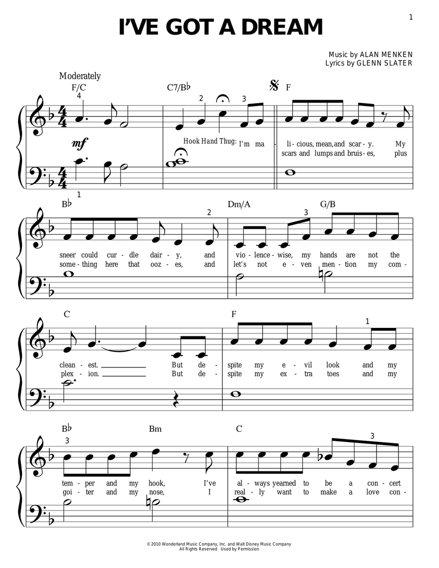 I've Got A Dream (from Tangled) Easy Piano scores gallery preview page 1
