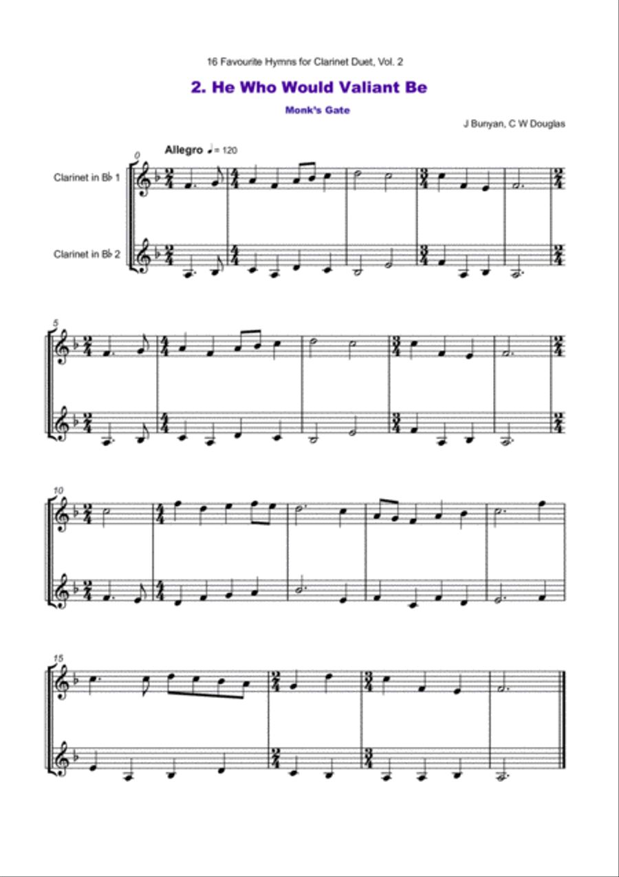 16 Favourite Hymns Vol.2 for Clarinet Duet Clarinet Duet scores gallery preview page 3