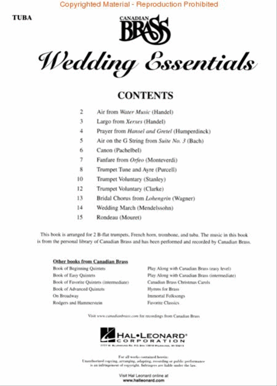 The Canadian Brass Wedding Essentials Brass Quintet scores gallery preview page 2