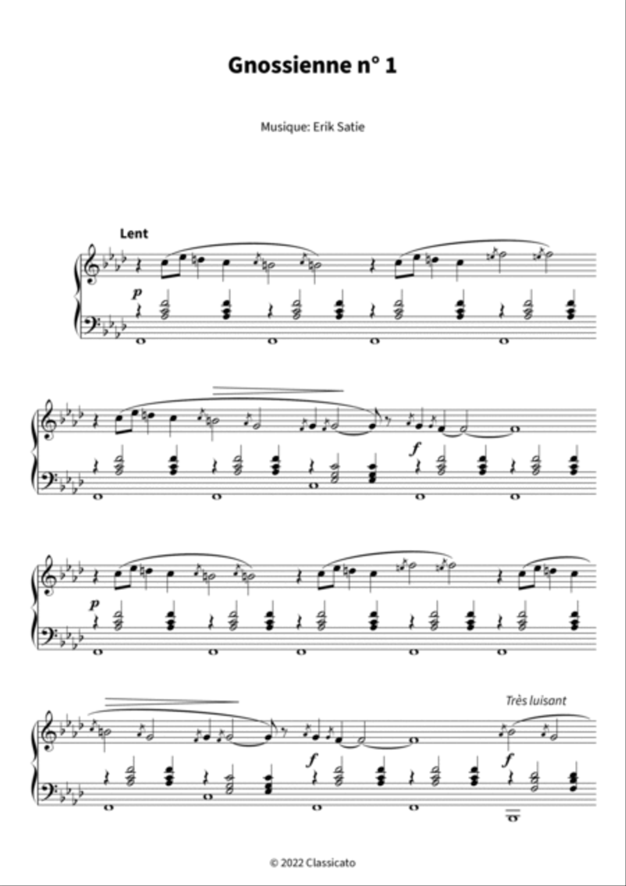 Gnossienne Nr. 1 Piano scores gallery preview page 3