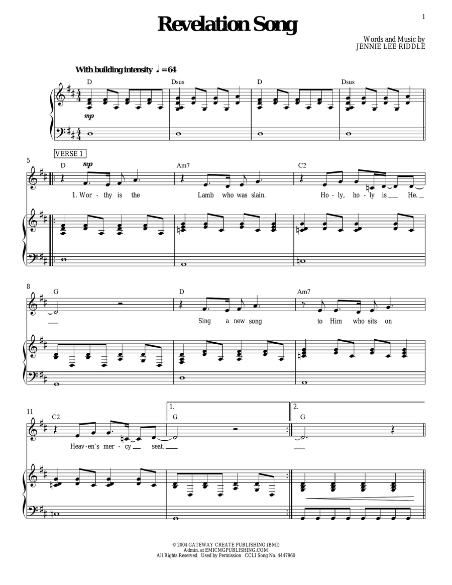 Revelation Song Guitar scores gallery preview page 1