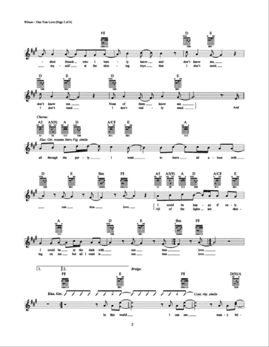 One True Love Electric Guitar scores gallery preview page 2