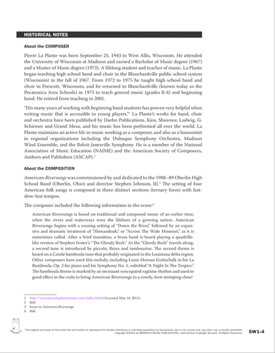 Guides to Band Masterworks, Vol. 6 - Student Workbook - American Riversongs Activity Books scores gallery preview page 4