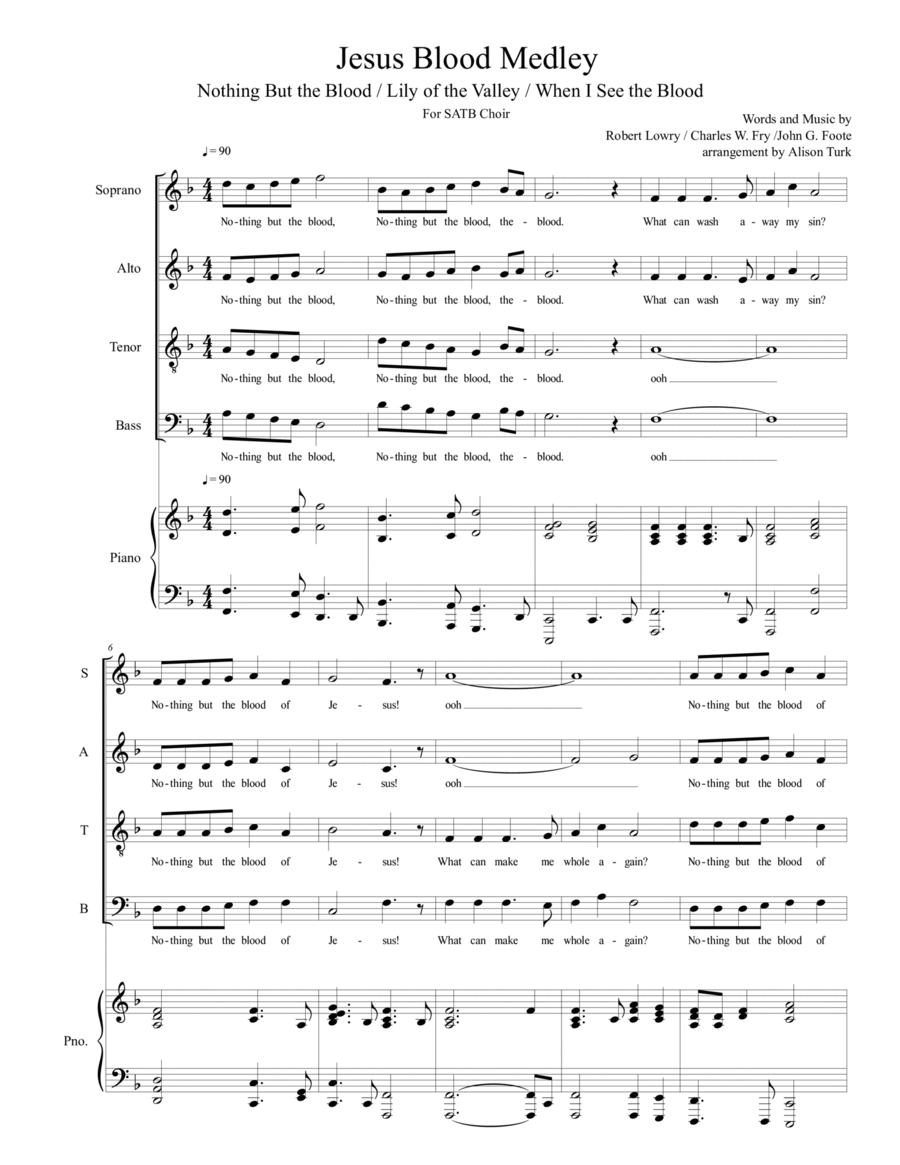 Jesus Blood Medley 4-Part scores gallery preview page 1