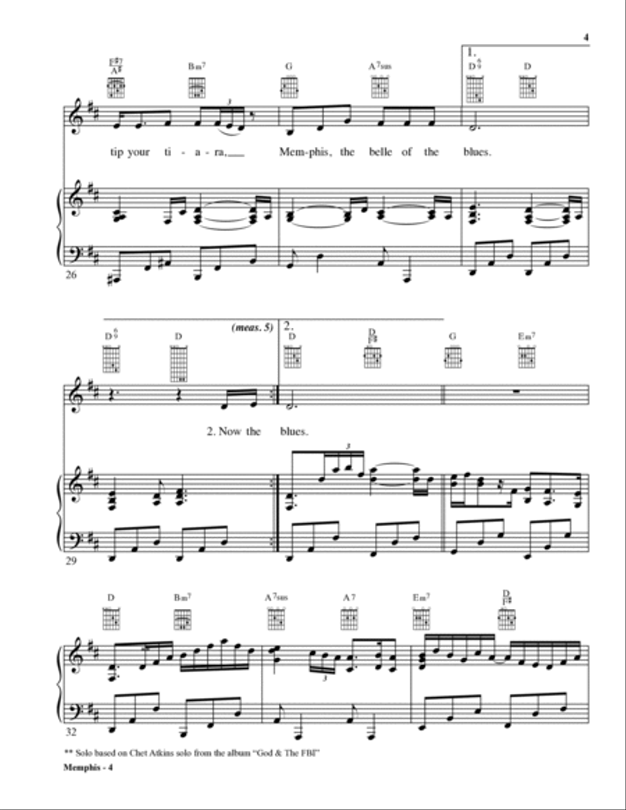 Memphis Piano, Vocal, Guitar scores gallery preview page 4