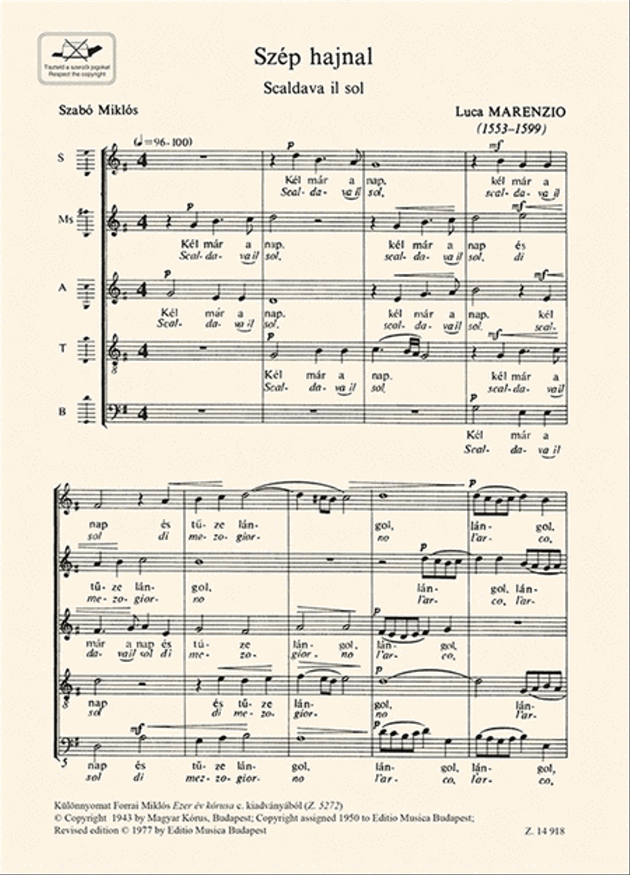 Szep hajnal (Scaldava in sol) Choir scores gallery preview page 2