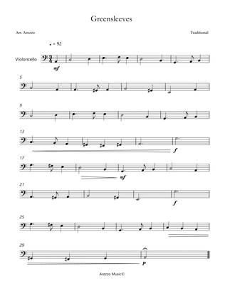 Greensleeves - Lead Sheet for Violoncello