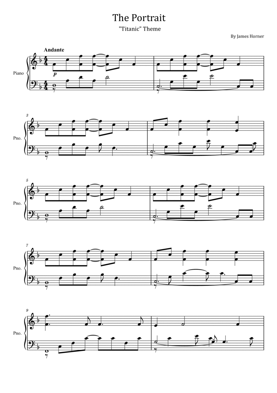 The Portrait Easy Piano scores gallery preview page 1