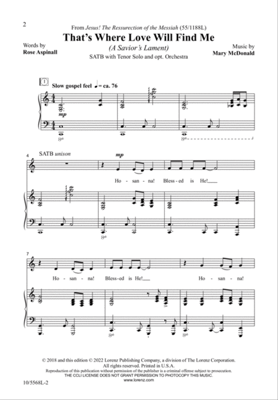 That's Where Love Will Find Me 4-Part scores gallery preview page 2