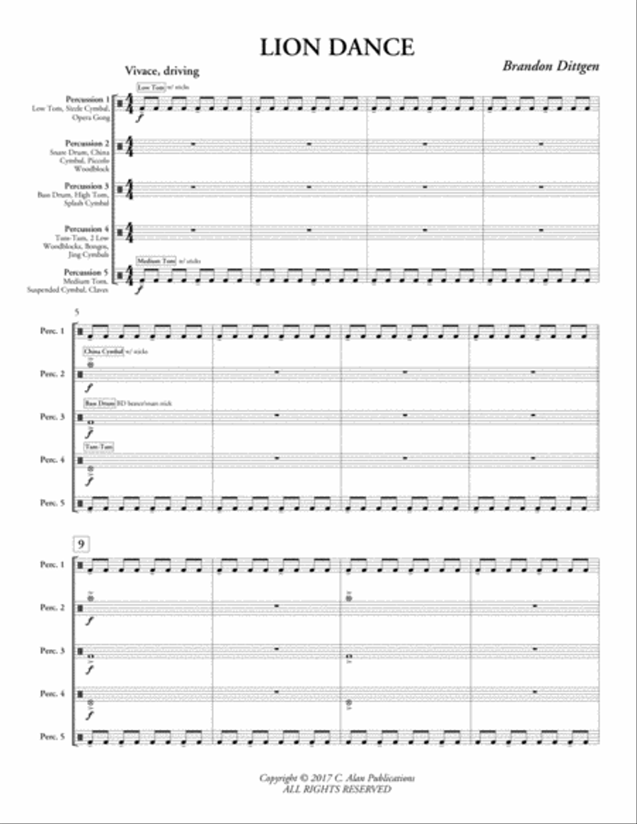 Lion Dance Percussion Ensemble scores gallery preview page 2