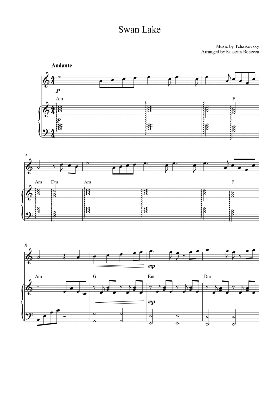 Swan Lake Flute Solo scores gallery preview page 1