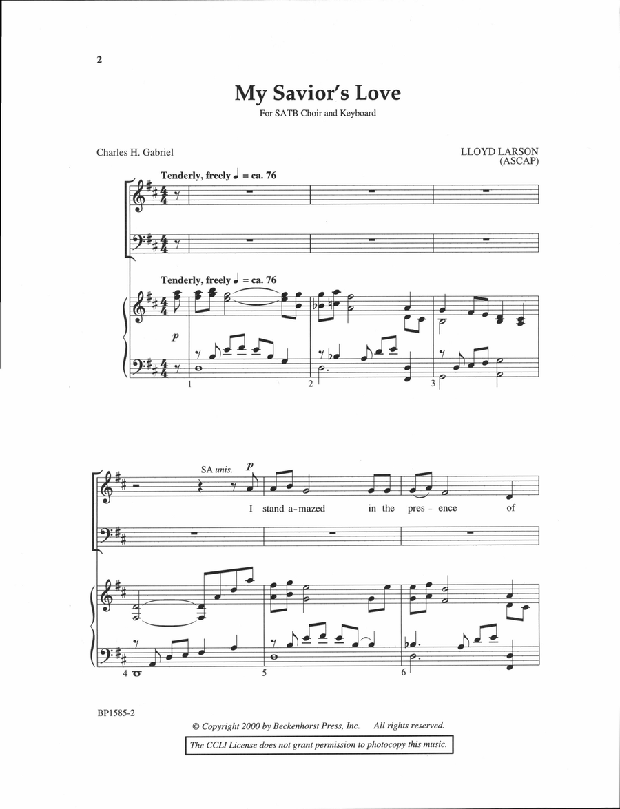 My Savior's Love - Larson 4-Part scores gallery preview page 2