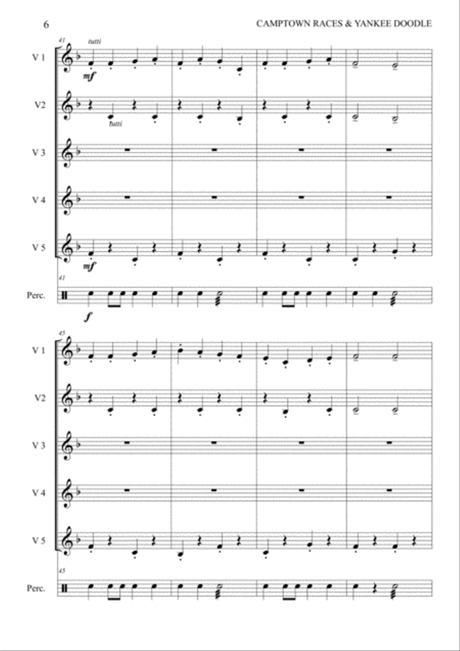 Camptown races & Yankee Doodle Dandy medley for flexible band (brass or wind). Camptown races & Yankee Doodle Dandy medley for flexible band (brass or wind). Large Ensemble scores gallery preview page 6