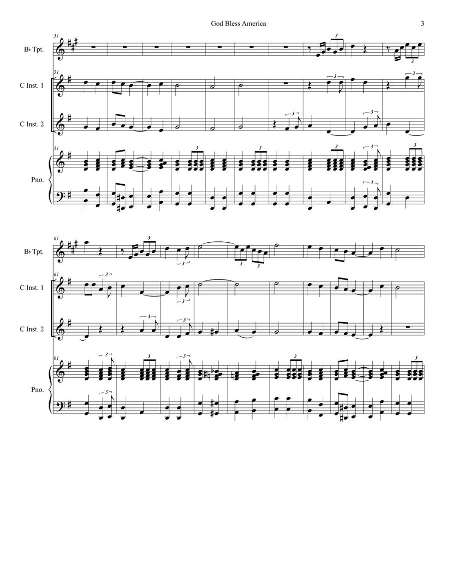 God Bless America God Bless America Piano scores gallery preview page 3