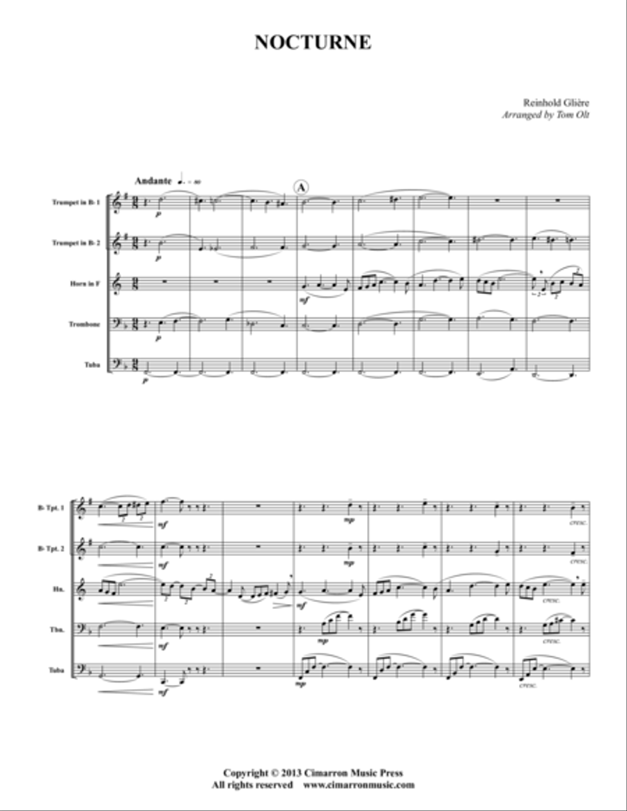 Nocturne Nocturne Brass Quintet scores gallery preview page 1