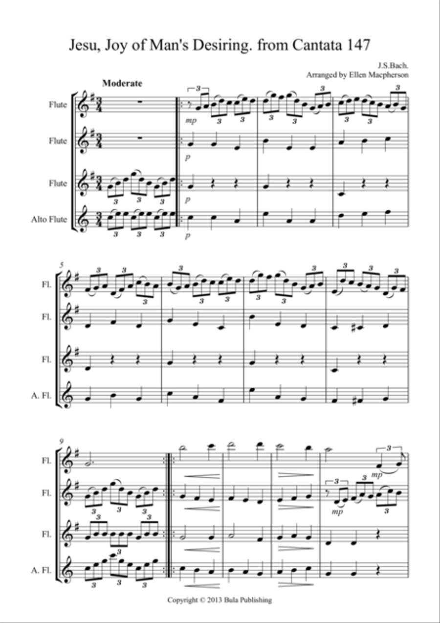 Jesu Joy of Man's Desiring from Cantanta no.147. Woodwind Quartet scores gallery preview page 1