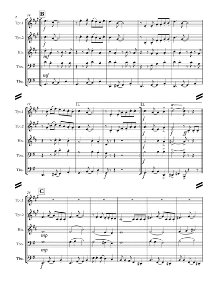La Cucaracha (for Brass Quintet) Brass Quintet scores gallery preview page 3