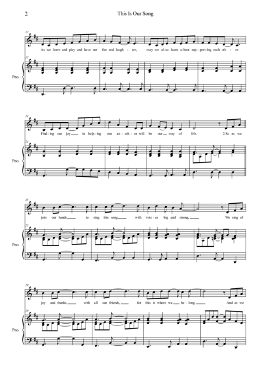 This is Our Song (D Major) Choir scores gallery preview page 2