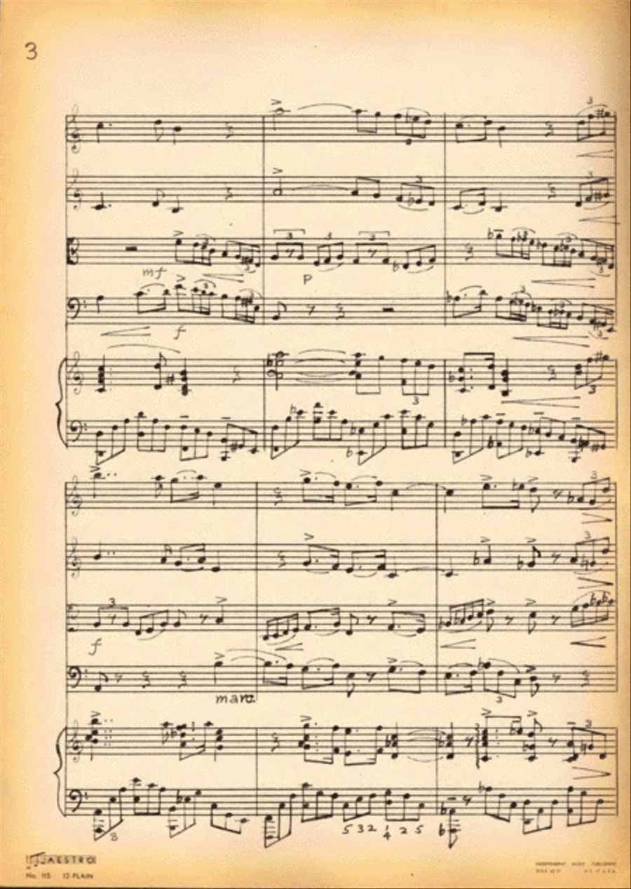 Quintet for Piano and Strings String Quartet scores gallery preview page 6