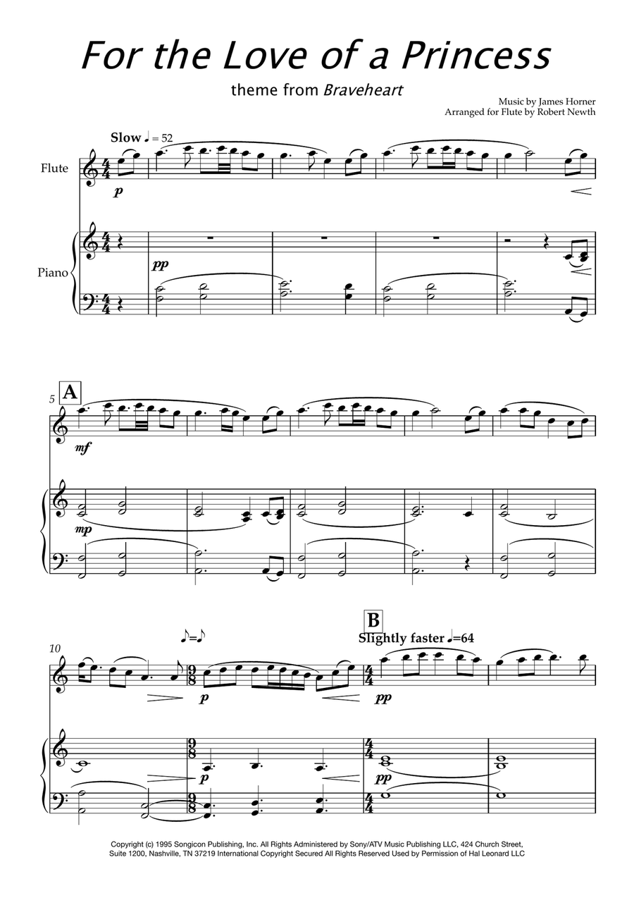 For The Love Of A Princess Flute Solo scores gallery preview page 1