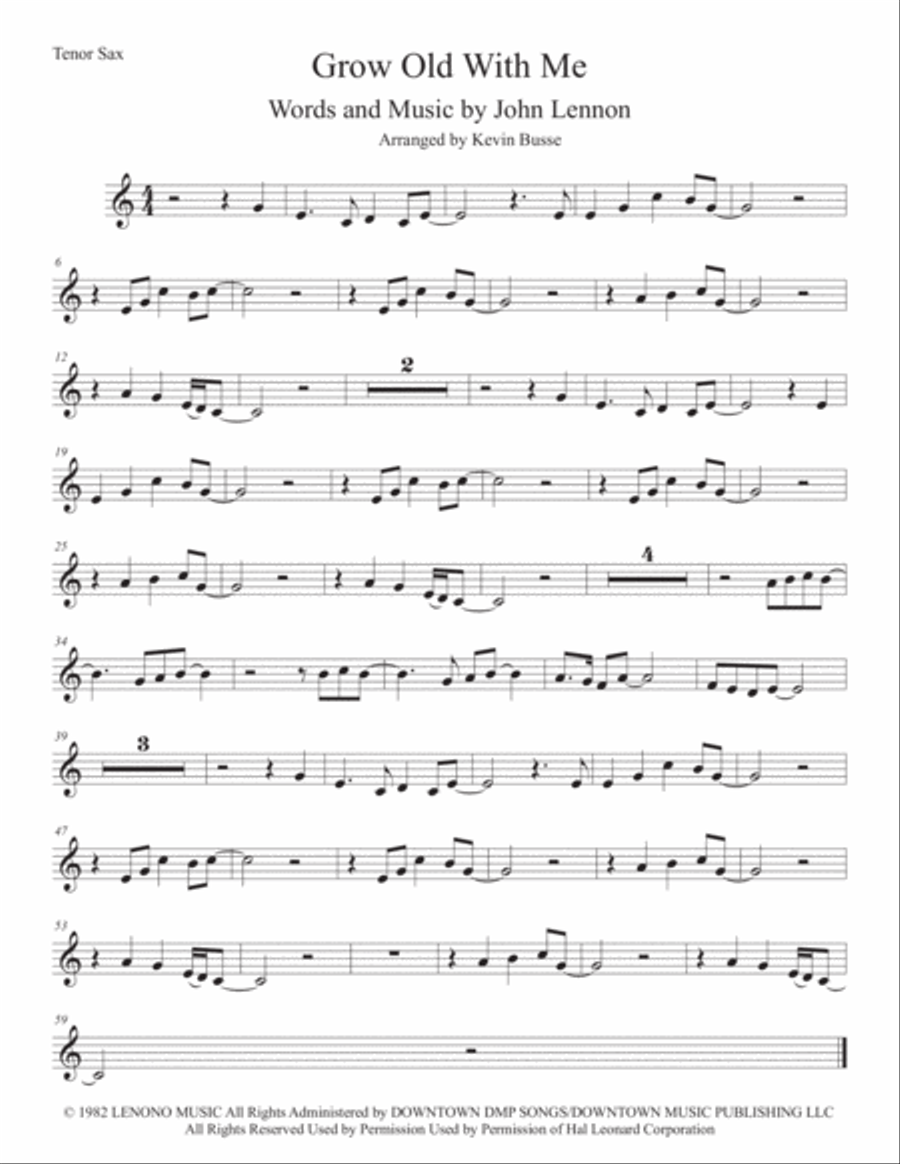 Grow Old With Me Tenor Saxophone scores gallery preview page 1