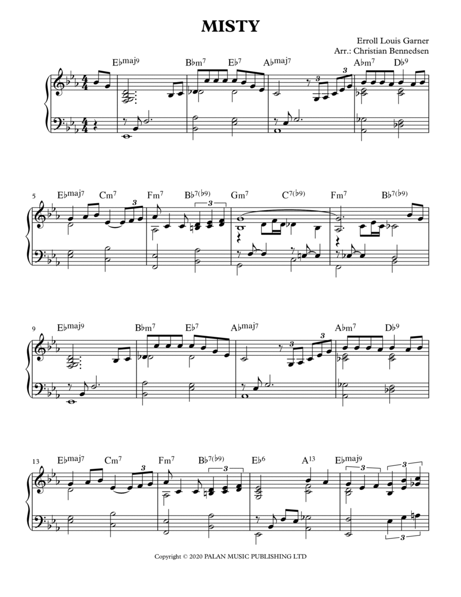Misty Piano Solo scores gallery preview page 1
