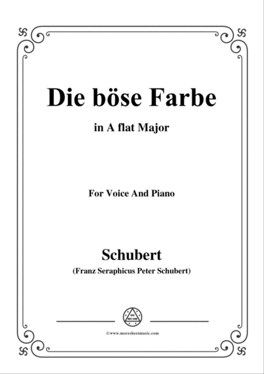 Schubert-Die böse Farbe,from 'Die Schöne Müllerin',Op.25 No.17,in A flat Major,for Voice&Piano Voice scores gallery preview page 1