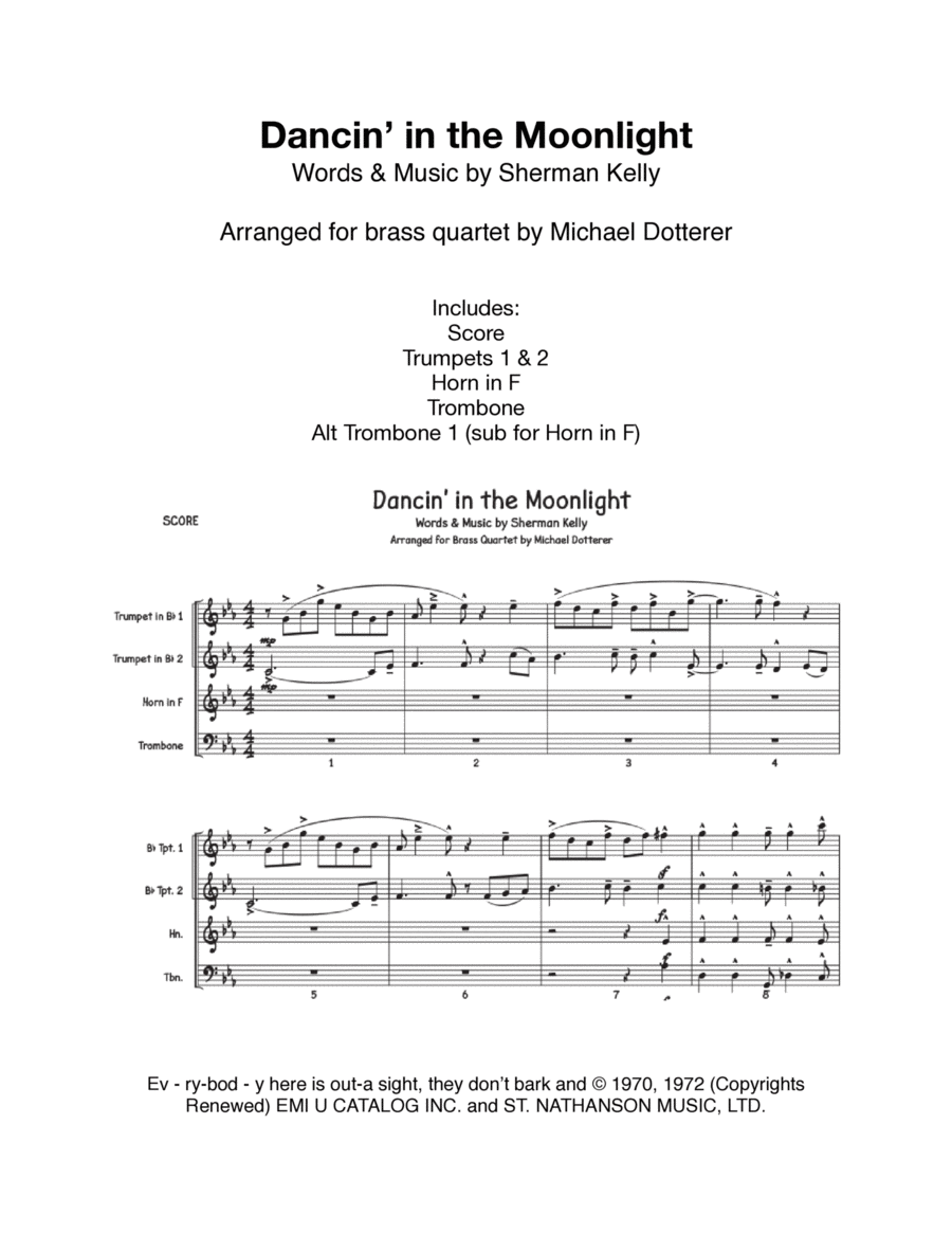 Dancin' In The Moonlight Horn scores gallery preview page 1