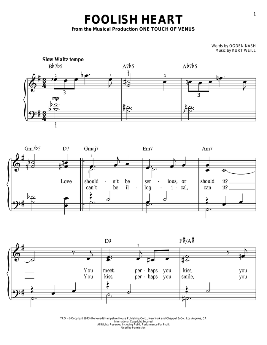 Foolish Heart Voice scores gallery preview page 1