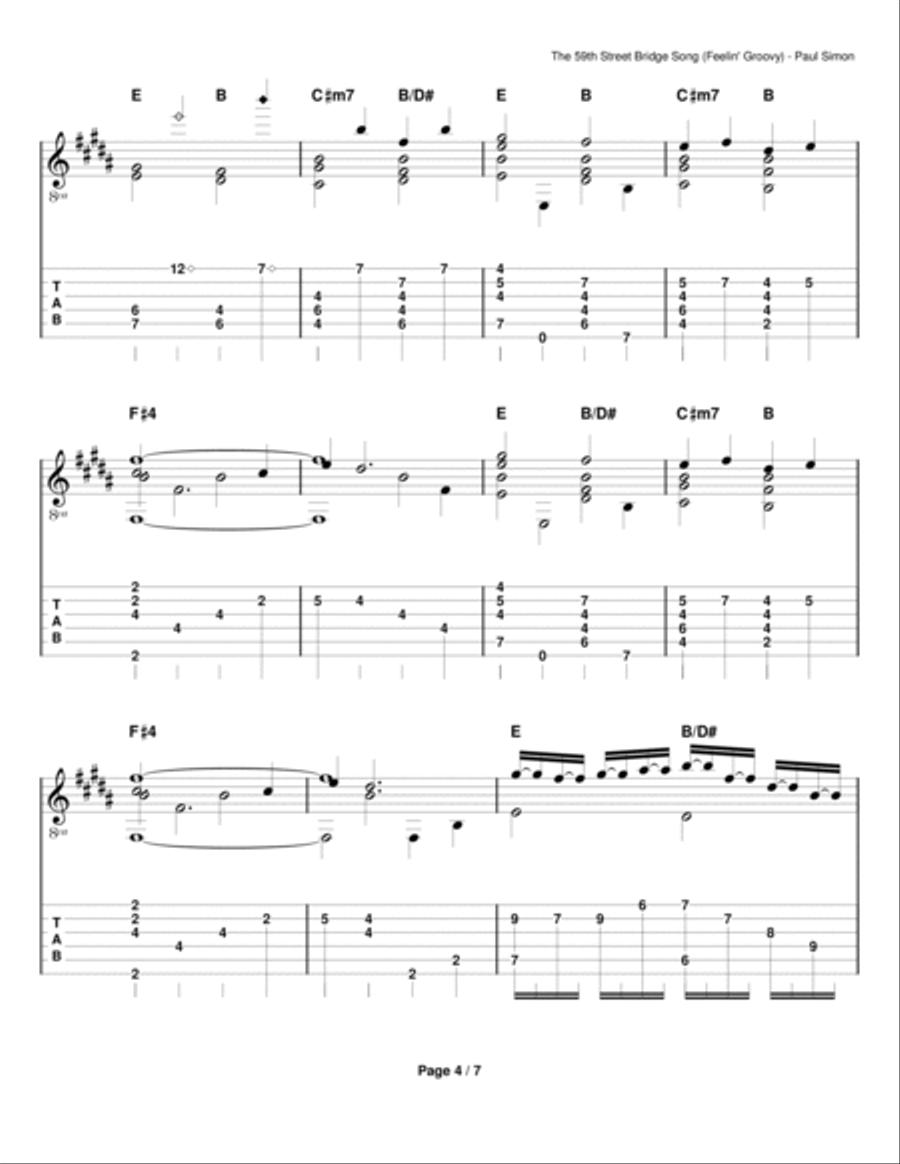 The 59th Street Bridge Song (feelin' Groovy) Electric Guitar scores gallery preview page 4