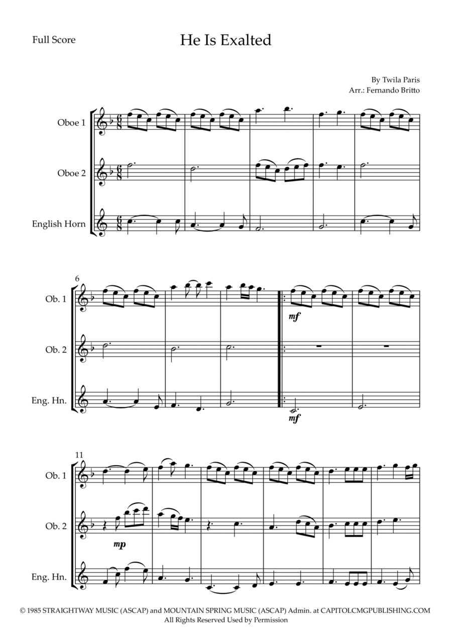 He Is Exalted He Is Exalted Woodwind Trio scores gallery preview page 1