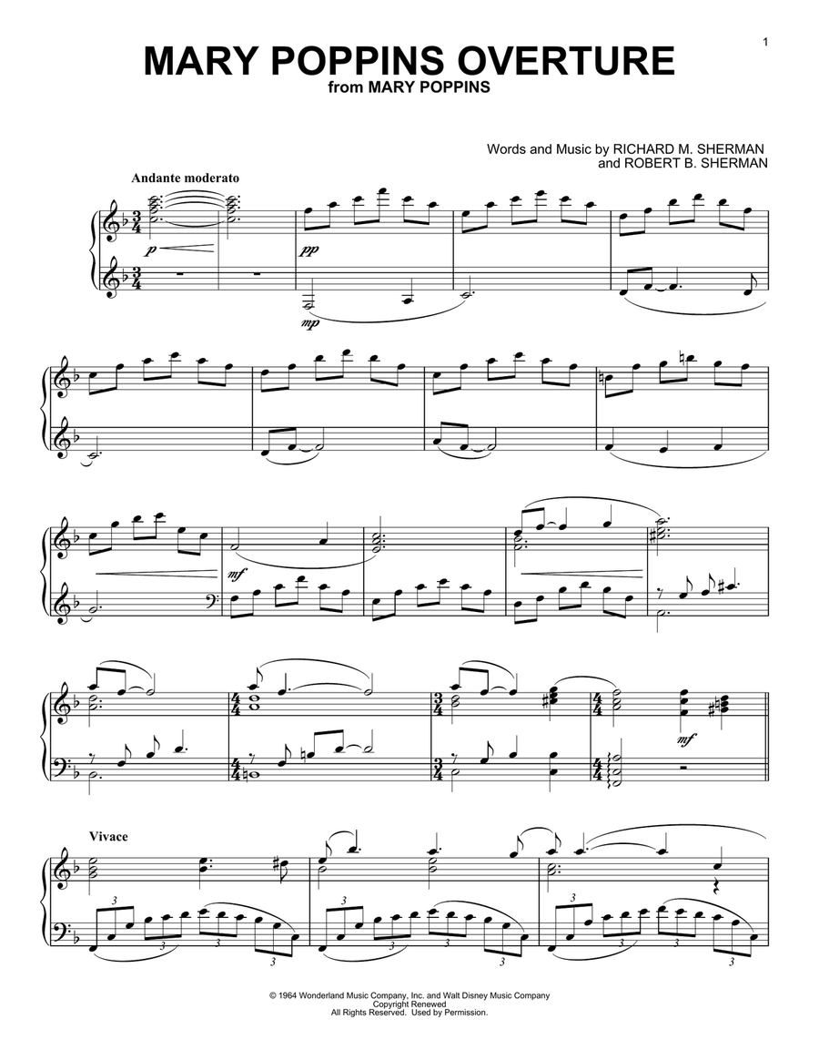 Overture (from Mary Poppins) [Classical version] Piano Solo scores gallery preview page 1