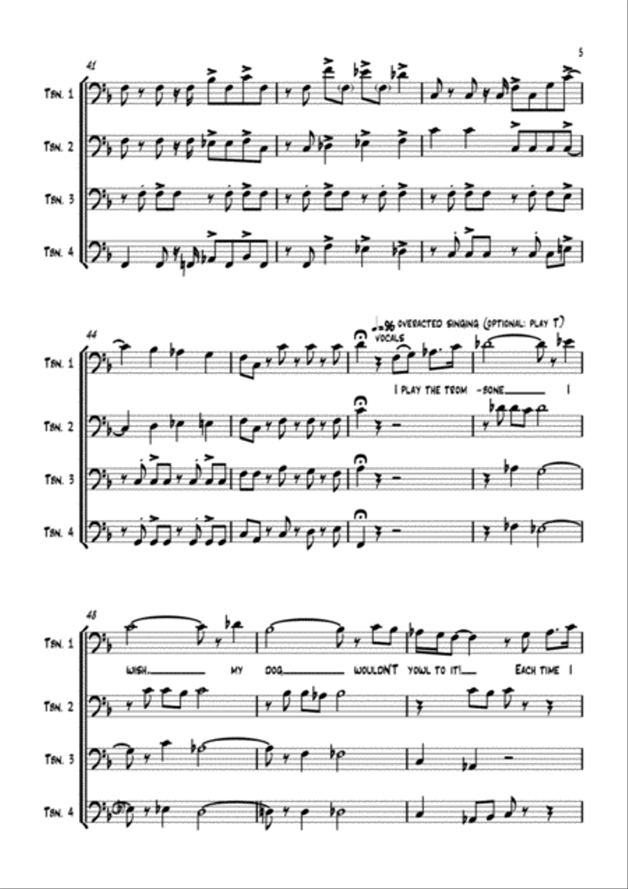 Not a Bb ballad - trombone quartet with odd-metering skills Trombone Quartet scores gallery preview page 6