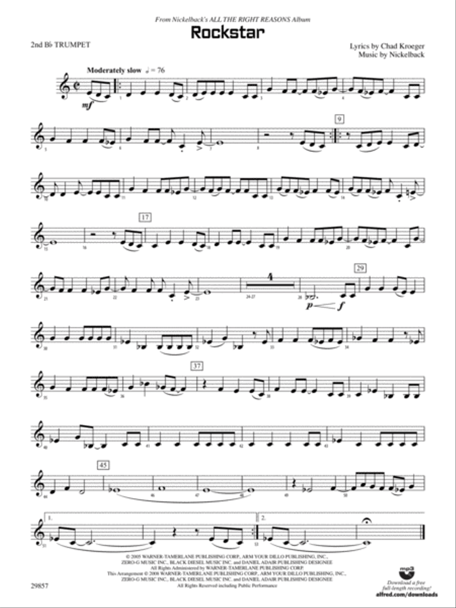 Rockstar: 2nd B-flat Trumpet Concert Band scores gallery preview page 1