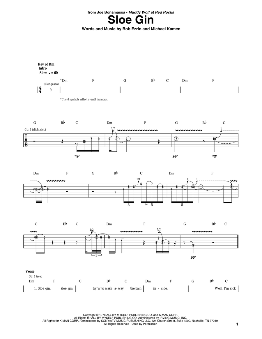 Sloe Gin Acoustic Guitar scores gallery preview page 1