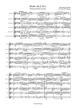 Etude, Op.2, No.1 for Clarinet Sextet