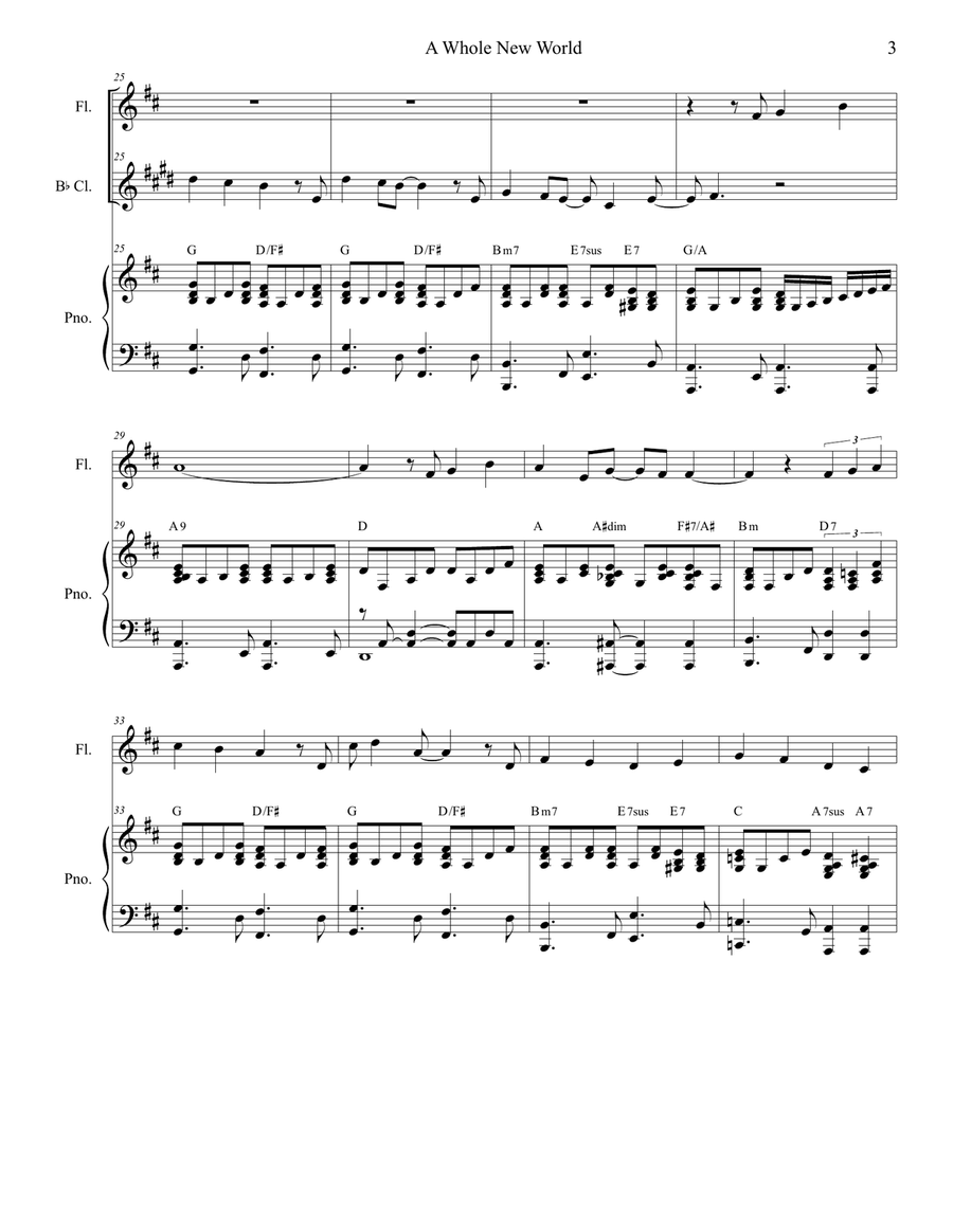 A Whole New World (from 'Aladdin') Woodwind Duet scores gallery preview page 3