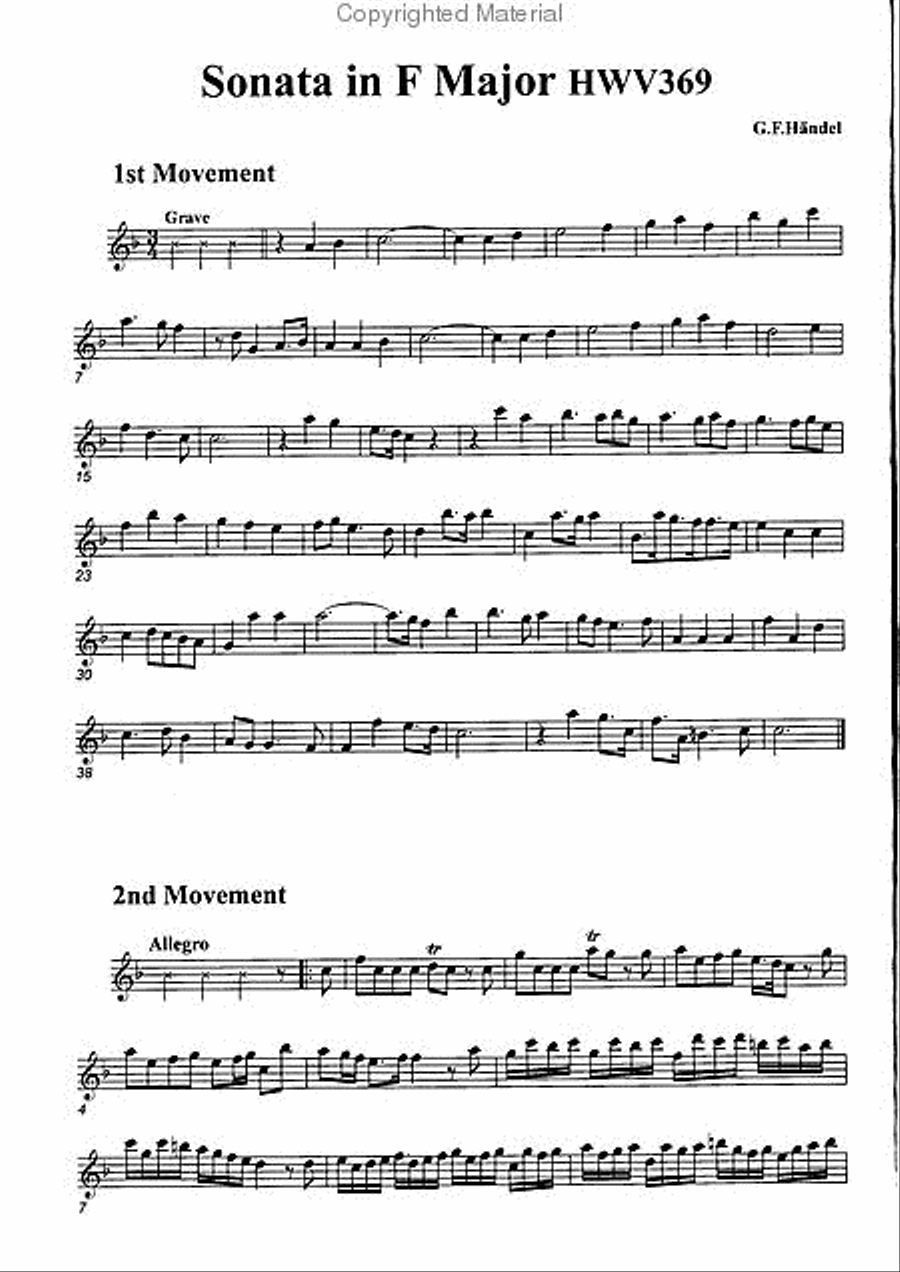 Sonata in F Major HMV369 Alto Recorder scores gallery preview page 2