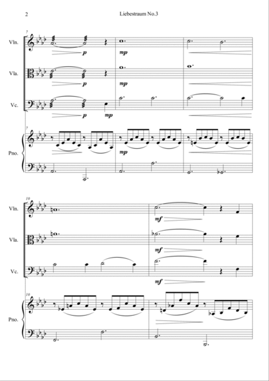 Liebestraum, S.541 No.3 Piano Quartet scores gallery preview page 2