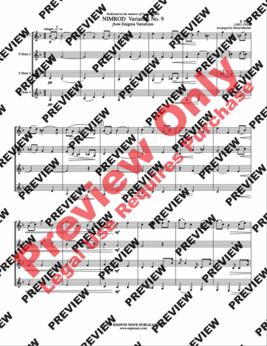 Enigma Variation No. 9 French Horn Quartet scores gallery preview page 3